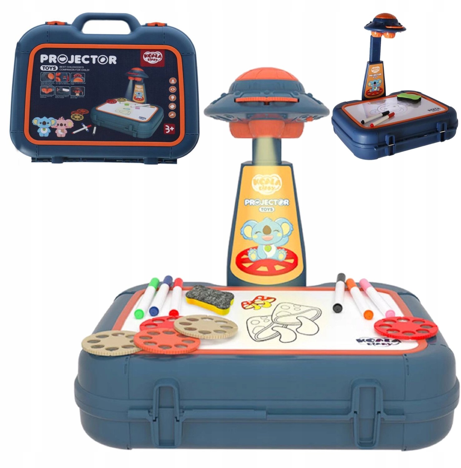 Tekentafel Projector Koffer met Lampje en Kleurpotloden