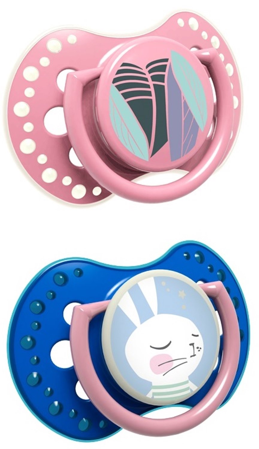 LOVI 2-pack Dynamische Speen 0-3 mnd - Konijn Roze