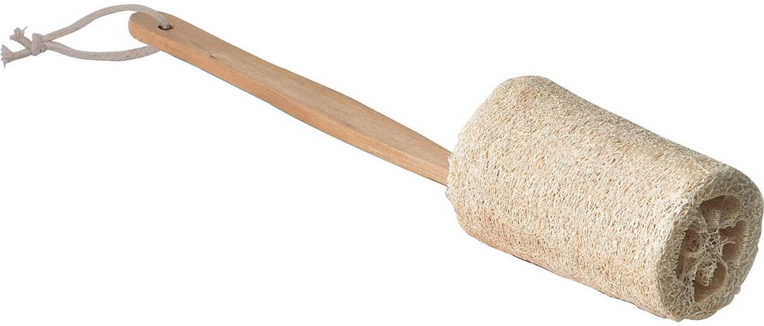 Brosse de massage exfoliante loofah avec manche en bois naturel