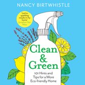 Boekomslag 'Clean & Green' met spuitfles, citroenen, lavendel en tekst.