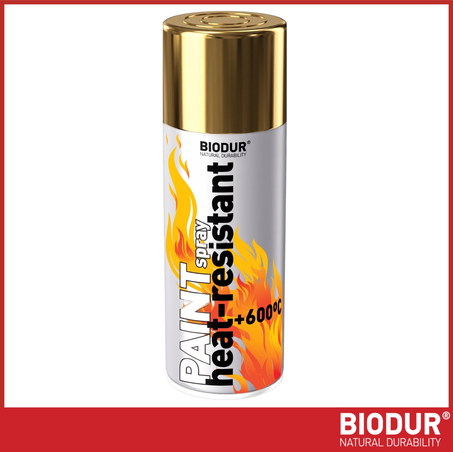 BIODUR Hittebestendige Siliconen Spuitverf - Goud - 400ml - Tot 600°C - Anti-roest - Weersbestendig - Binnen/Buiten