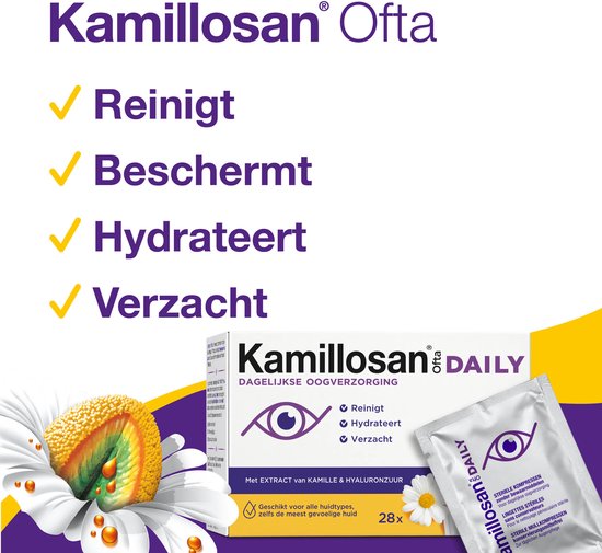Kamillosan Ofta Doekjes 28 stuks - Reinigende Oogdoekjes - Verzorging van Oogleden - Zonder Conserveermiddel - Volwassenen, Kinderen en Baby's - Voor Dagelijkse Ooghygiëne — cadeau in Cadeau-ideeën - foto 3