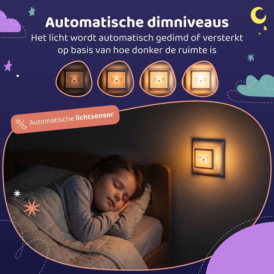 Nuvance Nachtlampje - Nachtlampje Kinderen - 2 Stuks - Nachtlampje Stopcontact - Dimmen - Stopcontact Lampje - Nachtlamp Kind van Nuvance — afbeelding 2
