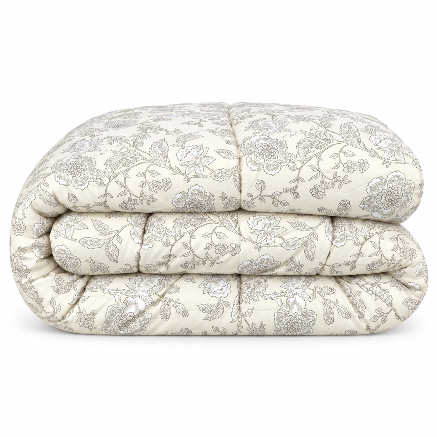 Premium Dekbed bedrukt - Zonder hoes ( 2 in 1 ) - Tweezijdig - 240 x 220 cm - Flower Taupe