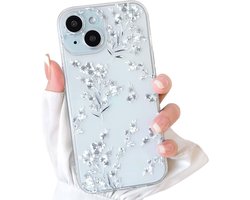 NITITOP Hoesje voor iPhone 15 Duidelijk Bloem Tak Toes, Wit - ShopVlot