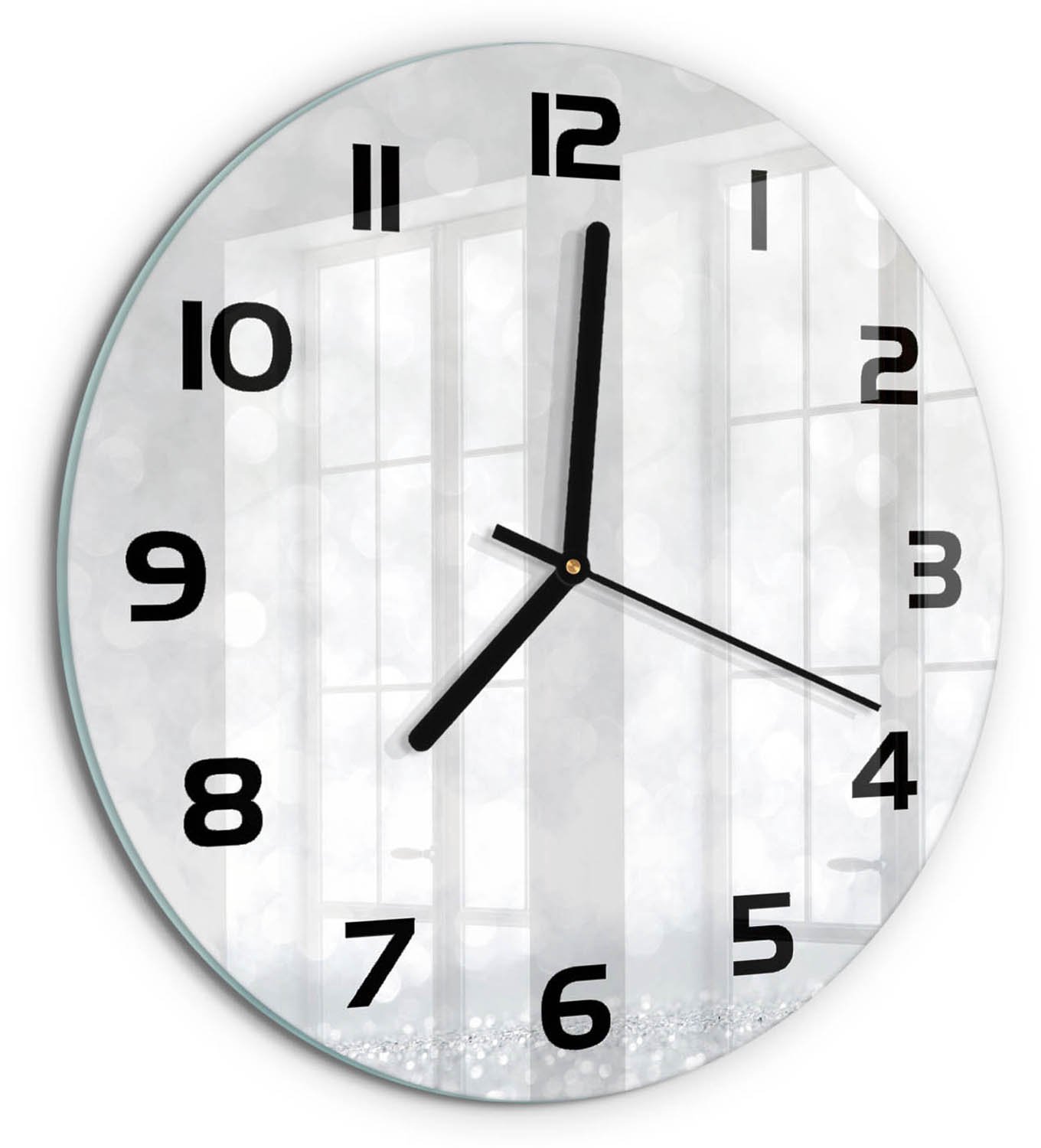 TULUP Wandklok - Kleine dingen Glazen Klok Met Print - fi30 cm - Zilver Wandklok Glas Met Motief - Zwarte handen - Ronde Klok - Wandklok Glas Decoratie - Gekleurde Glazen Klok