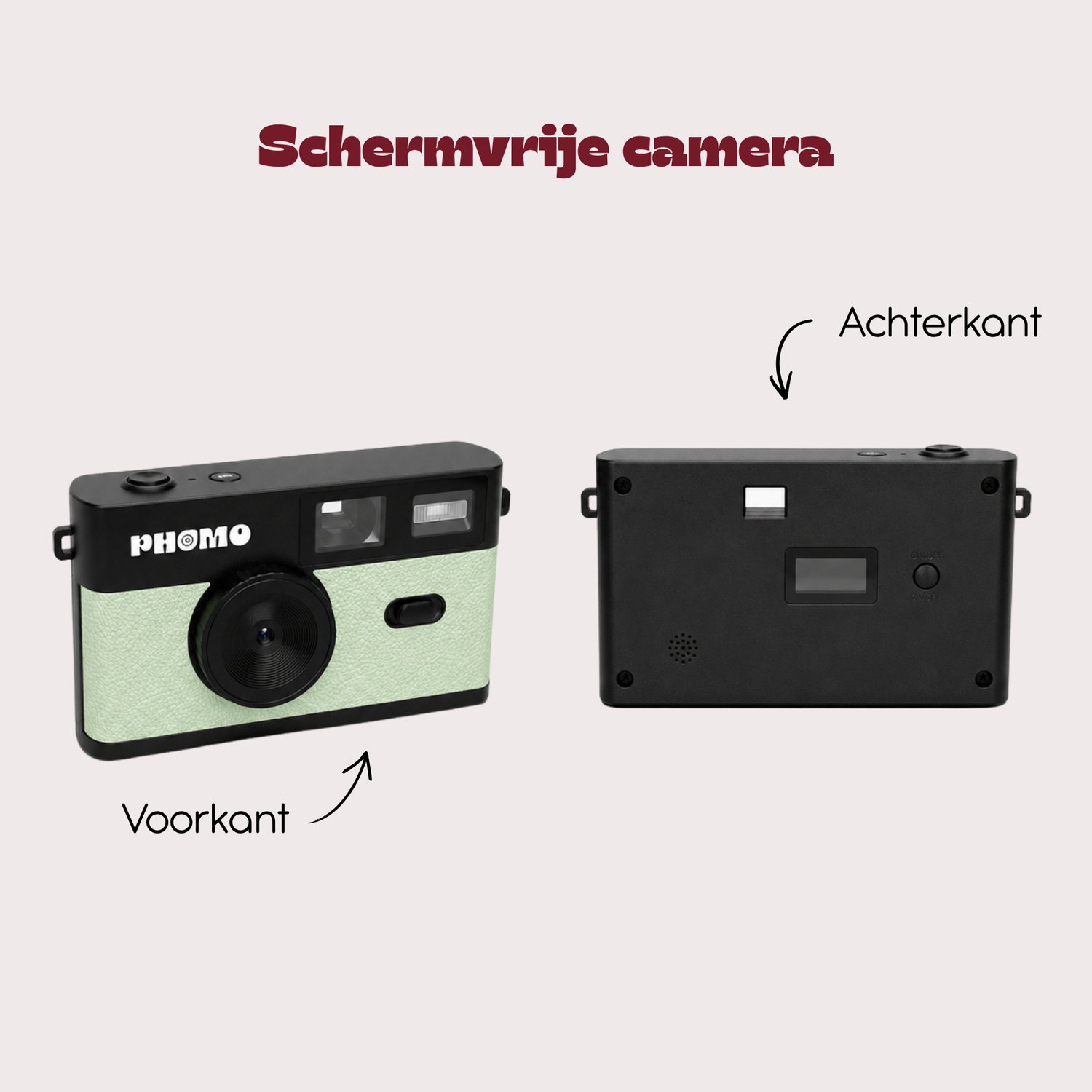 Phomo Digitale Retro Camera - Compact Camera - 8MP - 4 Retrofilters - Flits - SD-kaart - USB-C - Mint Groen thumbnail 2