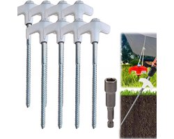 Xshelley 8 stuks (20,5 cm) schroef in tentharingen zwaar belastbare grondankers schroef in tentharingen grondharingen tentspikes metalen tentspikes, m