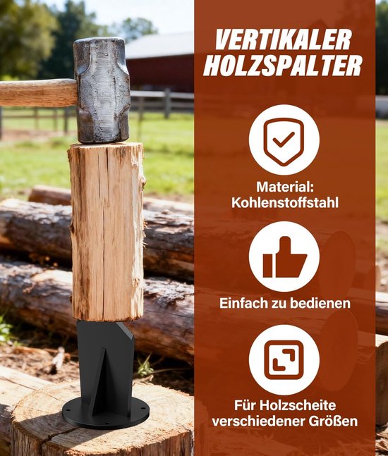 Verticale Houtkloofmachine - Houtklover - Koolstofstaal - Verbeter de Efficiëntie - Stevig en Duurzaam - Zwart — afbeelding 3