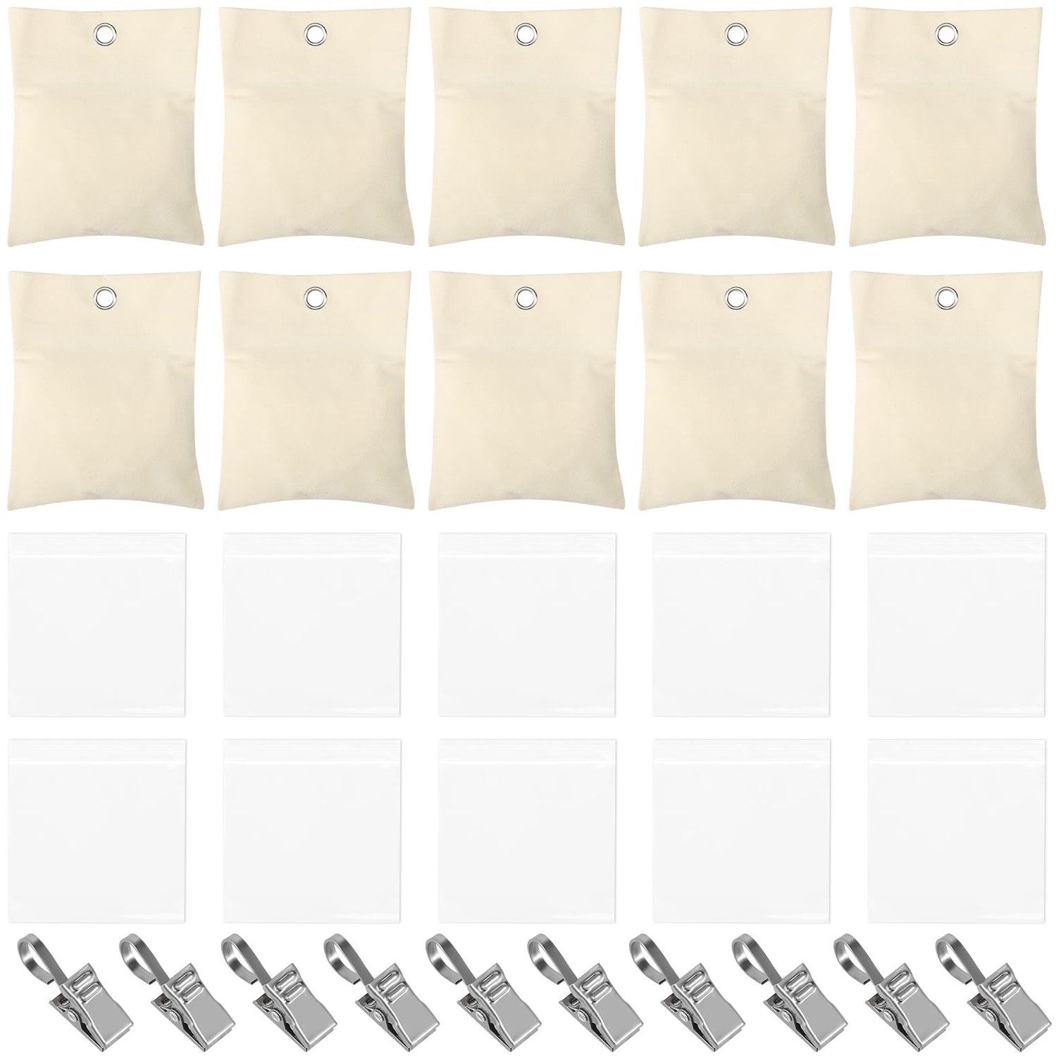 Outdoor gordijnen gewichten set - 10 canvas gewichten - inclusief clips en PE-zakken - ShopVlot