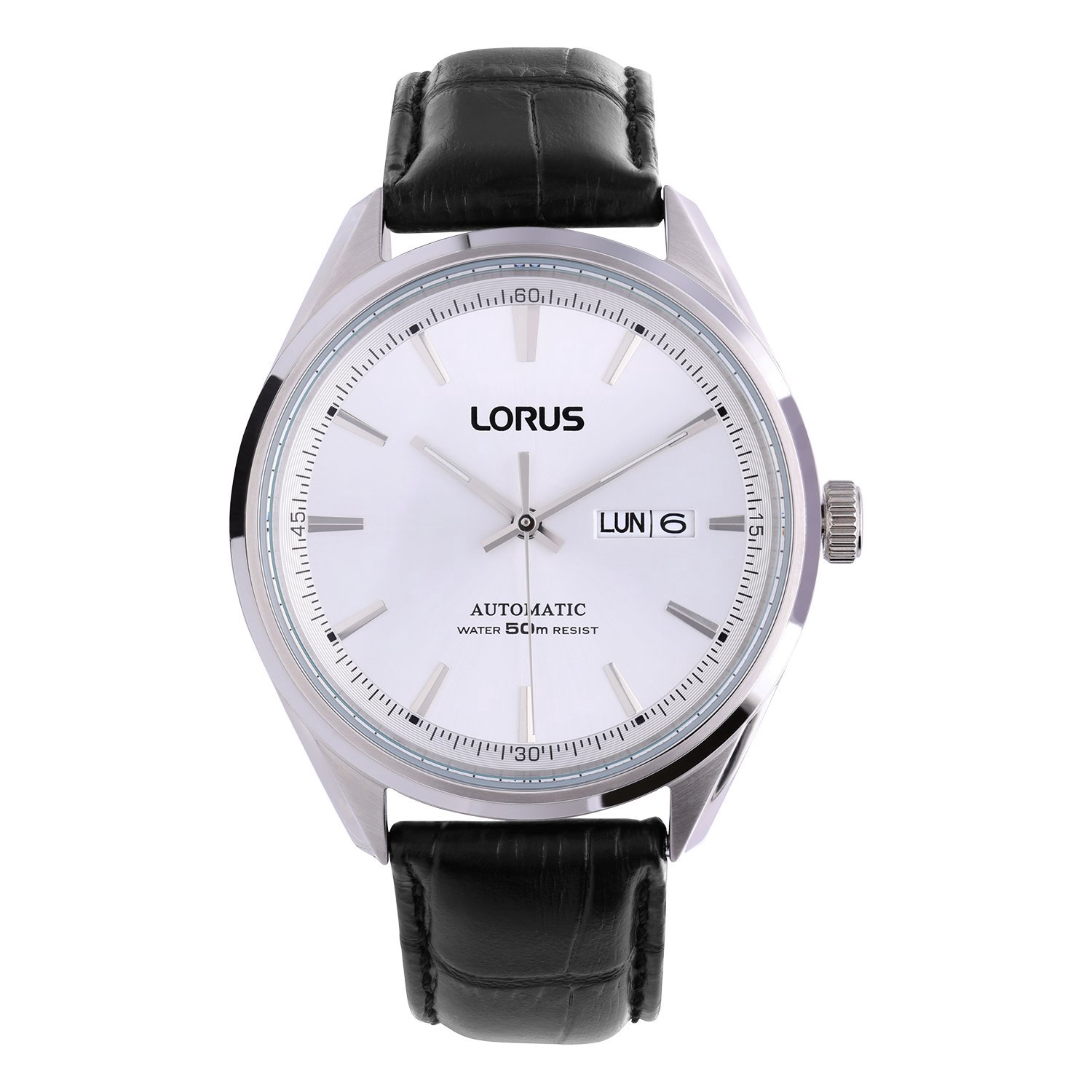 Lorus Heren Lorus horloge automaat met lederen band - Horloge - Leer - Zwart -