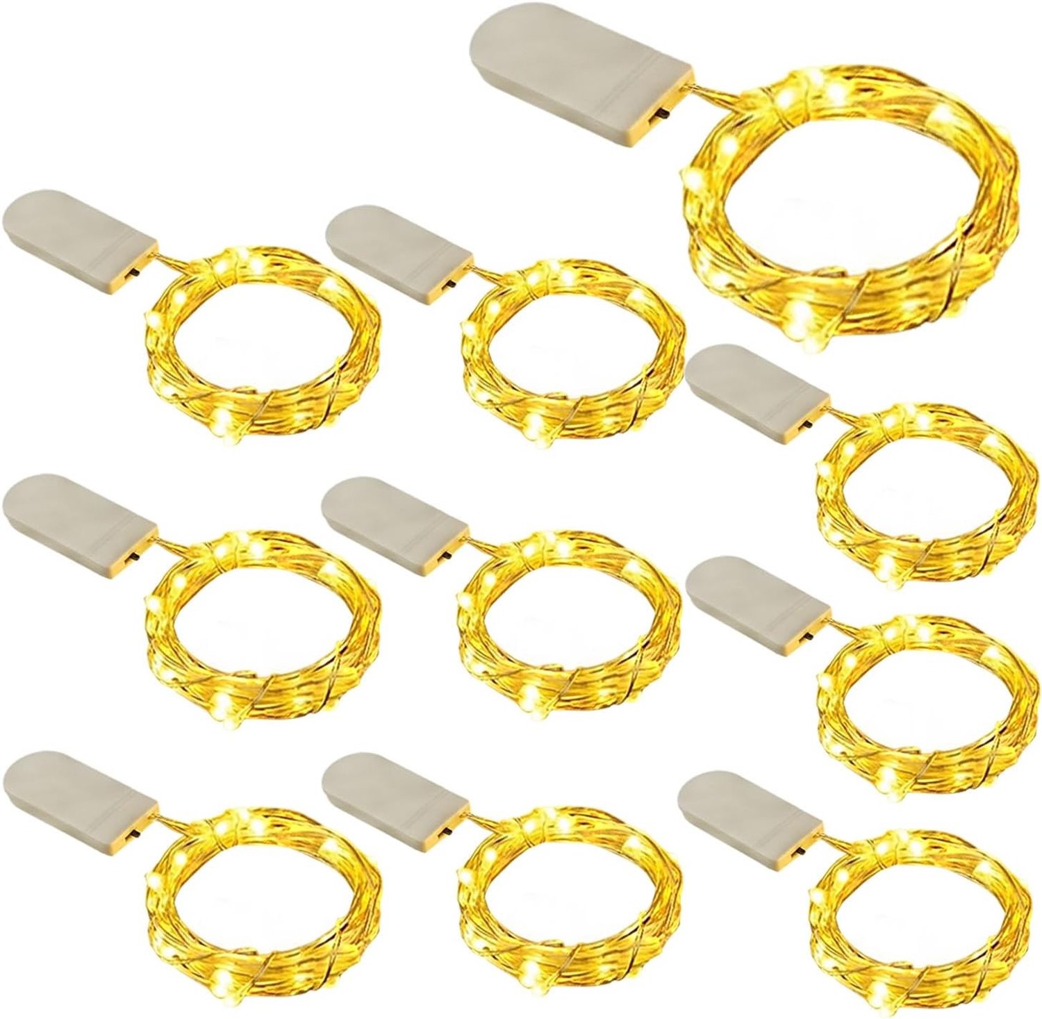 Mini LED Lichtketting op Batterijen - Warm Wit - 10 Stuks - Koperdraad Lichtjes met CR2032 - Voor Binnen & Buiten Decoratie
