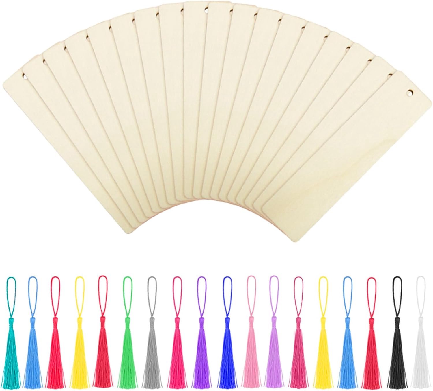 Boekmerken 60 Stuks - DIY Blank Kraft Papier - Incl. 60 Kleurrijke Kwasten - Creatief Cadeau - Vemera