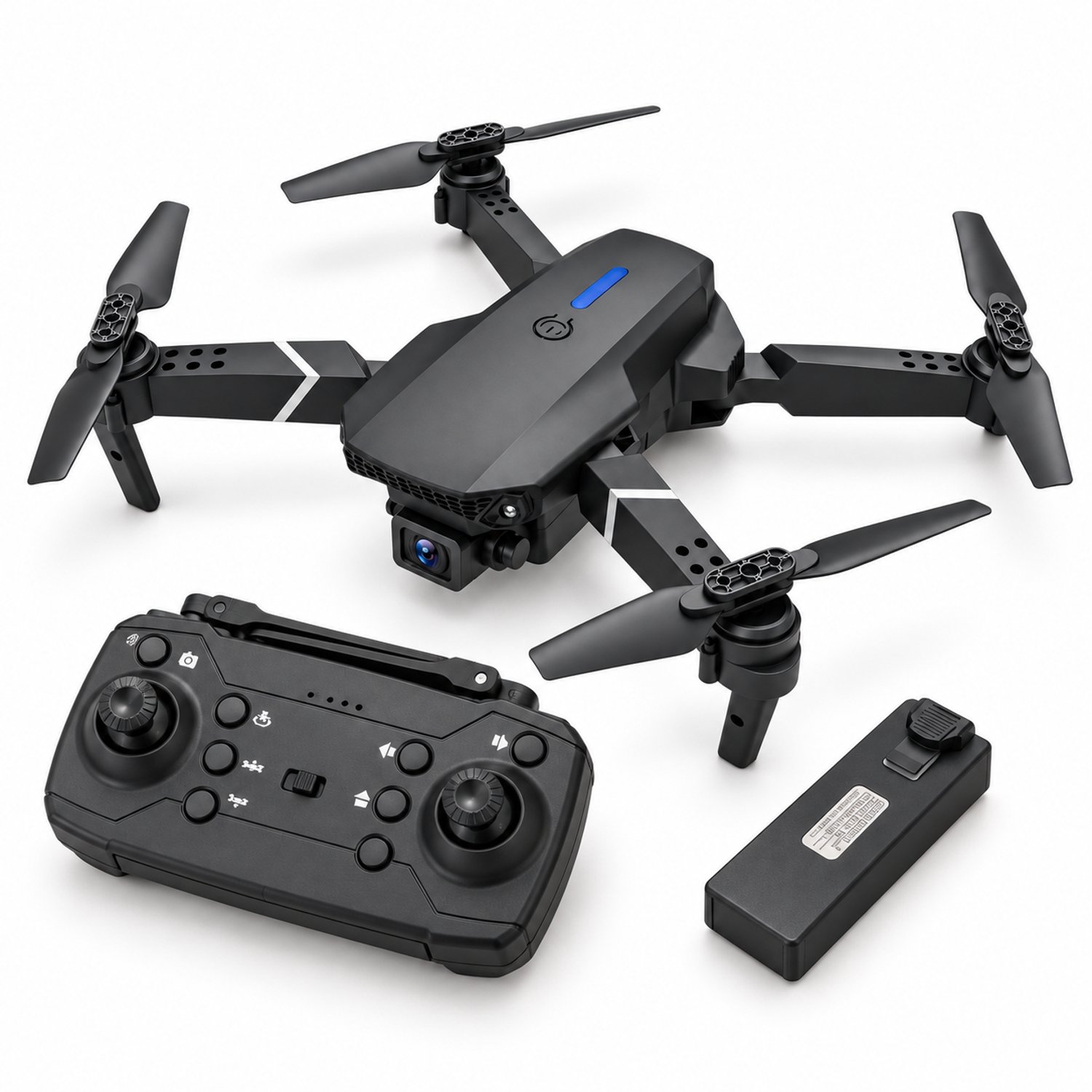 Pirox RC Drone met 480P WiFi-camera – Livebeeld via app – 360° flips – Inklapbaar – 2 accu’s en opberghoes – Zwart