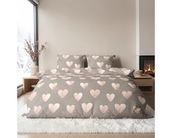 Dekbedovertrek Flanel - Winter - 240 x 220 cm - Lits-Jumeaux - Hartjes