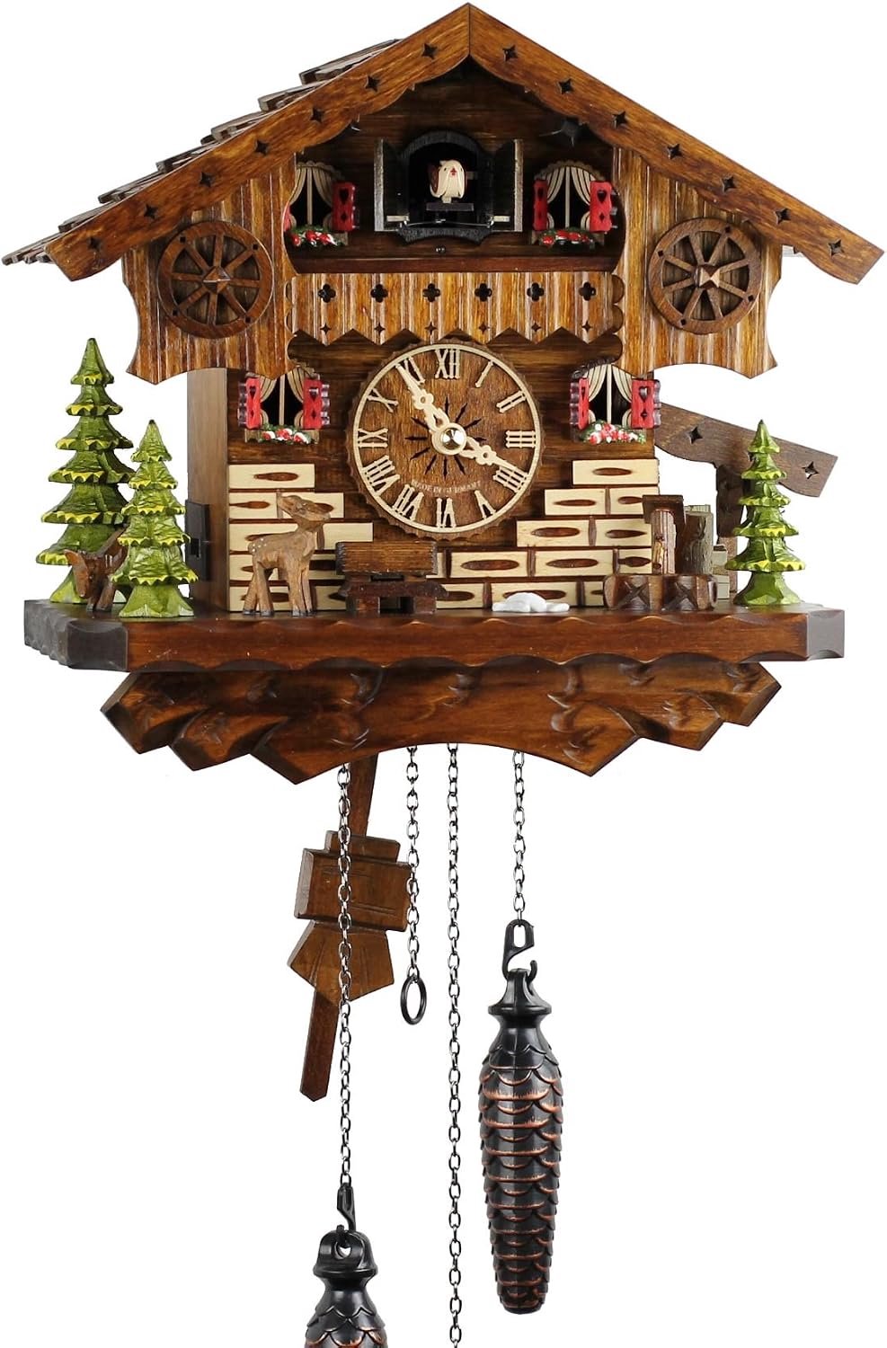 Kuckucksklok 26x28 cm - massief hout - echte handambacht - authentieke koekoekroep - ShopVlot