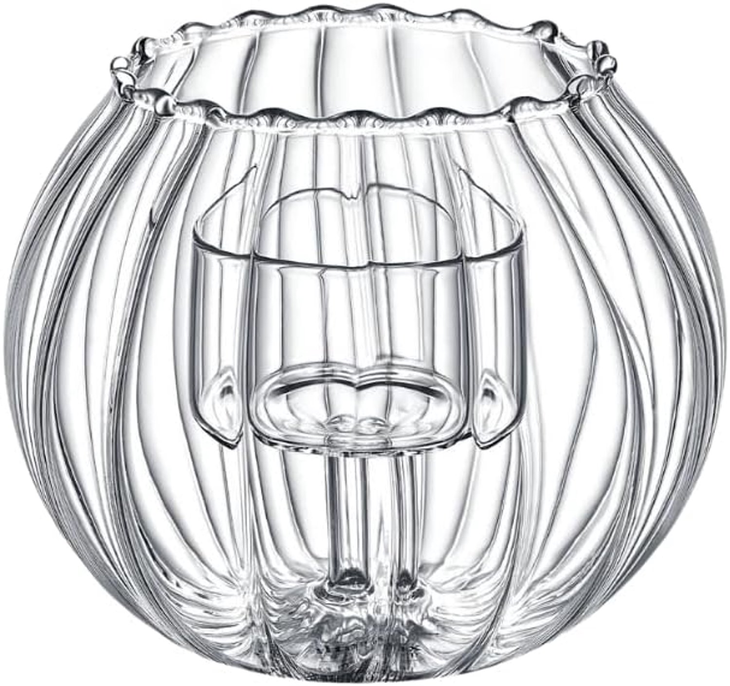 Theelicht houder - ribbeldesign - transparant glas - sfeervolle decoratie voor thuis - ShopVlot