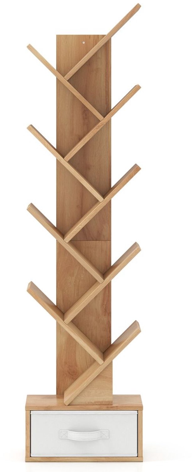 SureDeal® - Boekenkast - Lade Verdiepingen Staand - Dvd Rek - Woonkamer - Thuiskantoor - 38x21x149 cm - Natuurlijk