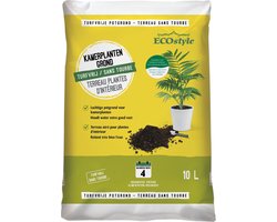 ECOstyle GroeiGrond Kamerplanten Fijne Potgrond - Turfvrij - Voor Binnen en Terras - met Organische Voeding - Minder Water Geven - 10 L