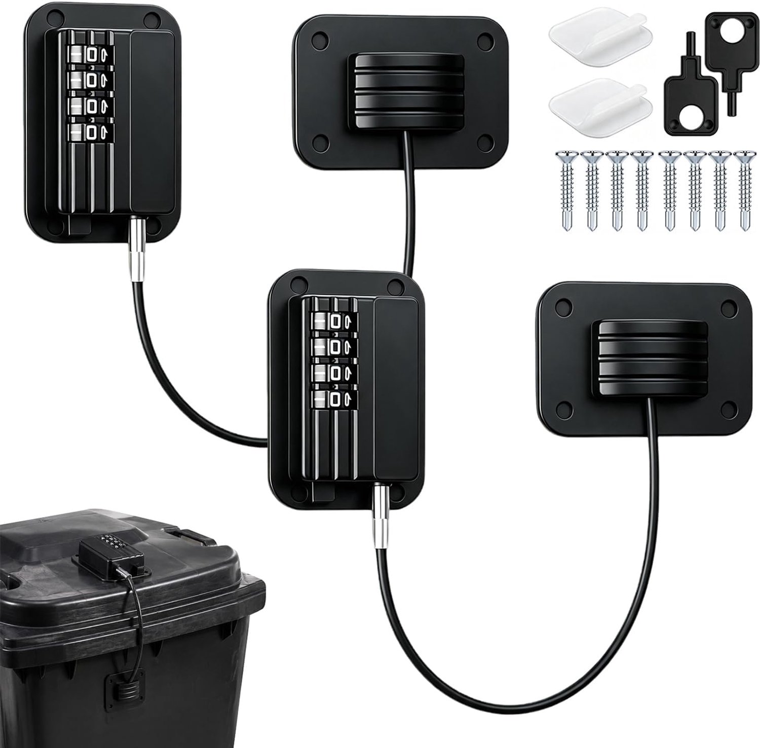 Afvalcontainer slot met code - 60-360L - zonder boren - maximale beveiliging tegen overlast - Vemera