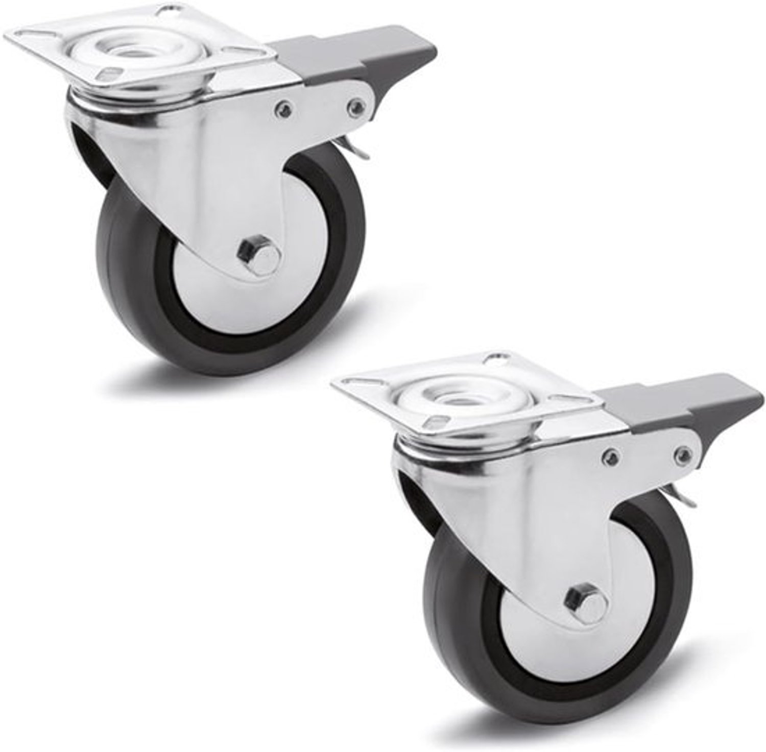 Wielen met rem - Apparaatwielen - Apparaten verplaatsen - Draadbescherming - 50 mm - Zwart