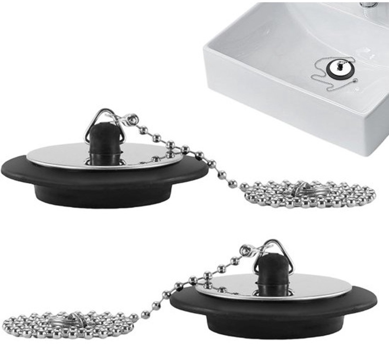 Gootsteen stop - Afvoerplug ketting - Water afsluiten - Roestvrijstalen ketting - 66 cm diameter - Zilverkleurig