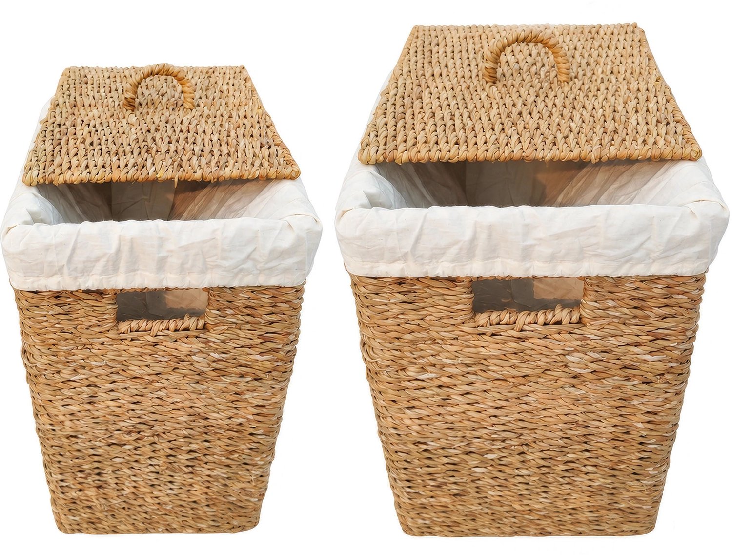 Opbergmand met deksel – zeegras – set van 2 – 50 en 90 l – naturel