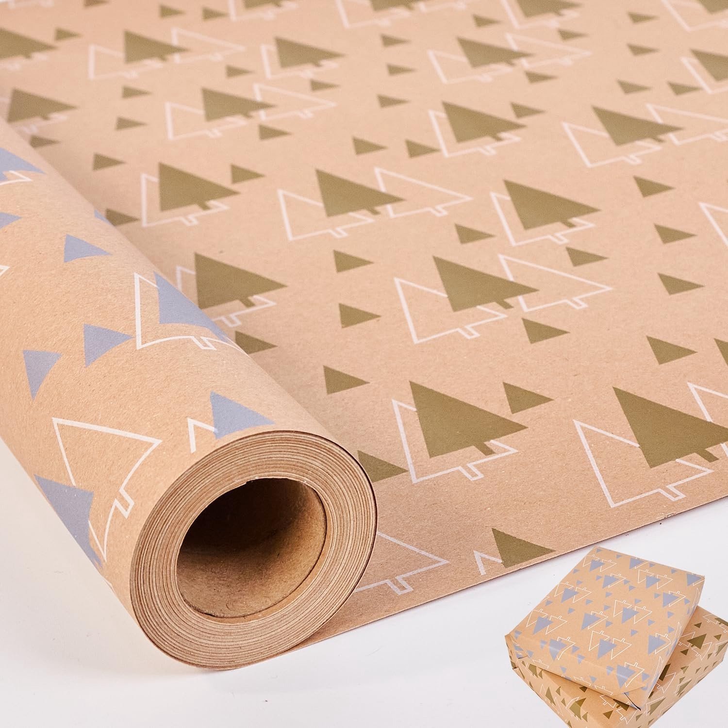 Inpakpapier - Goud Zilver - 43 cm x 10 m - Dubbelzijdig Kerstinpakpapier - Voor Cadeaus en Knutselprojecten