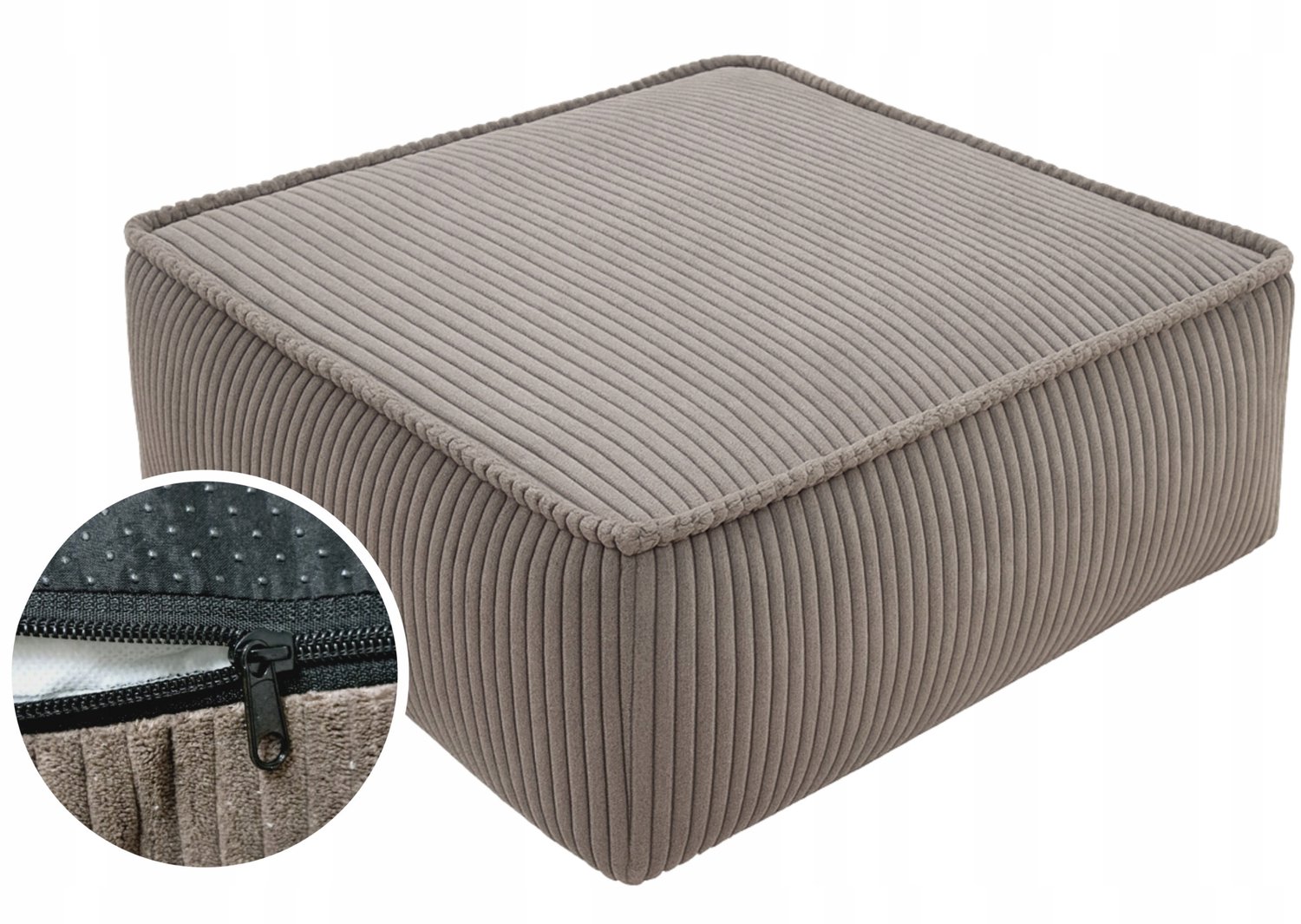 Moderne Taupe Stoffen Poef 50x50cm - Zachte Zetel & Voetenbank