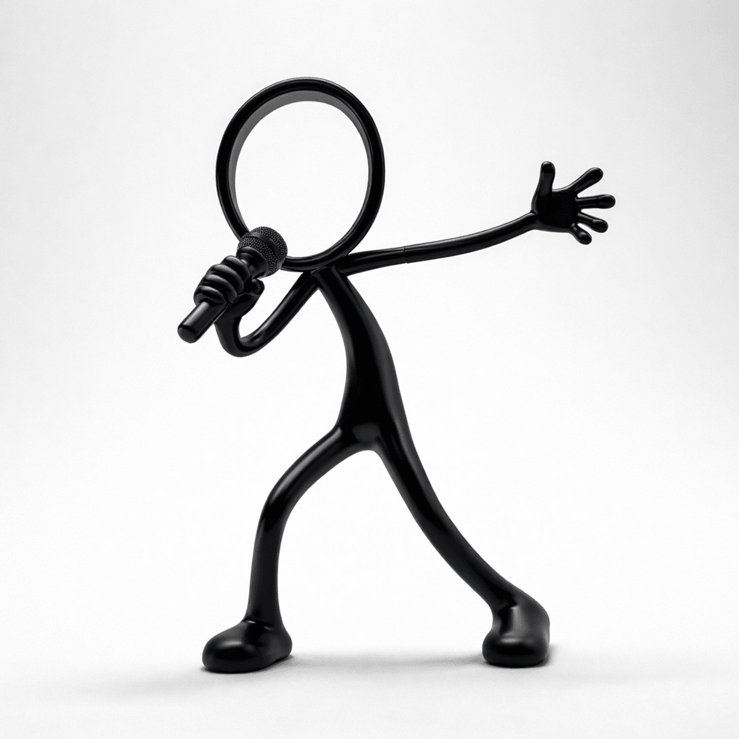 Stickyman Zanger met microfoon - zwart - 20 cm