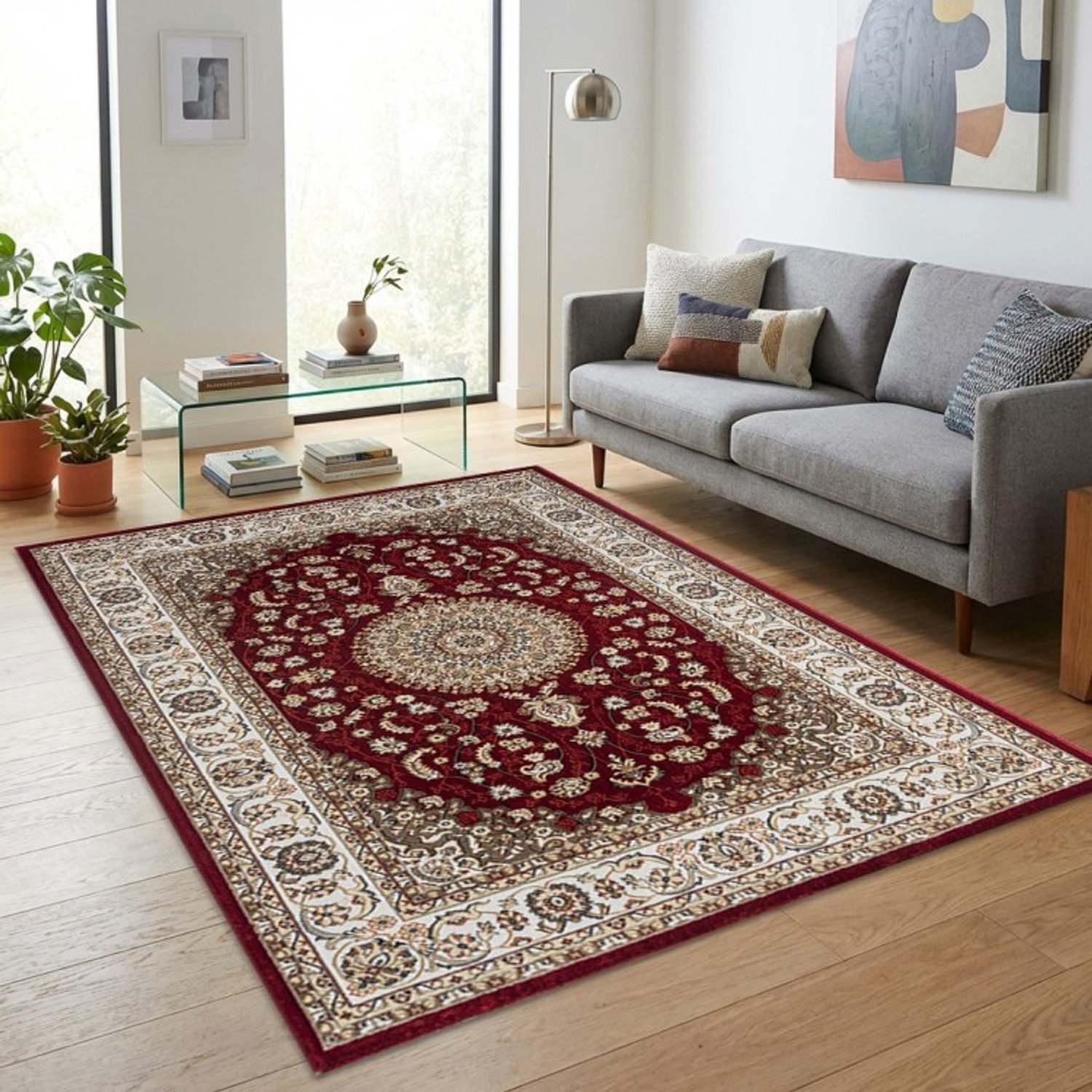 TapisTrend Oosters tapijt Rood 240x340 cm Klassiek met bloemenmedaillon voor de woonkamer, slaapkamer en eetkamer