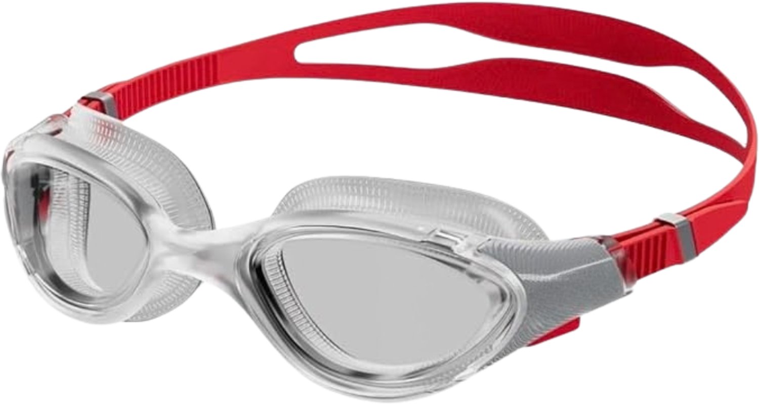 Verte - Zwembril - Gepatenteerd - Eenvoudig Te Verstellen - Anticondens - Lekvrij - Betere Pasvorm - Meer Comfort - Unisex - Voor Volwassenen - Rood/Zilver/Transparant - 1 Stuk