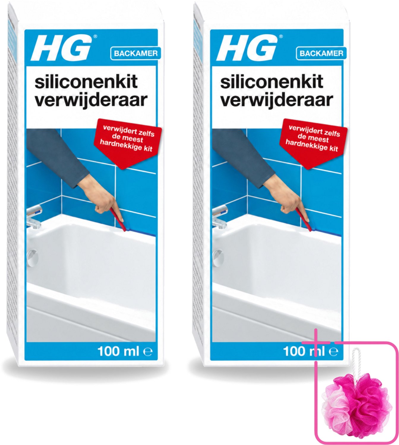 2 x HG - Siliconenkit Verwijderaar - Ook Tegen Hardnekkige Kit - Inclusief Borstel & Spatel - 100 ml - Bulkverpakking - Siliconenkit verwijderaar - Douchemop - Kit verwijderen
