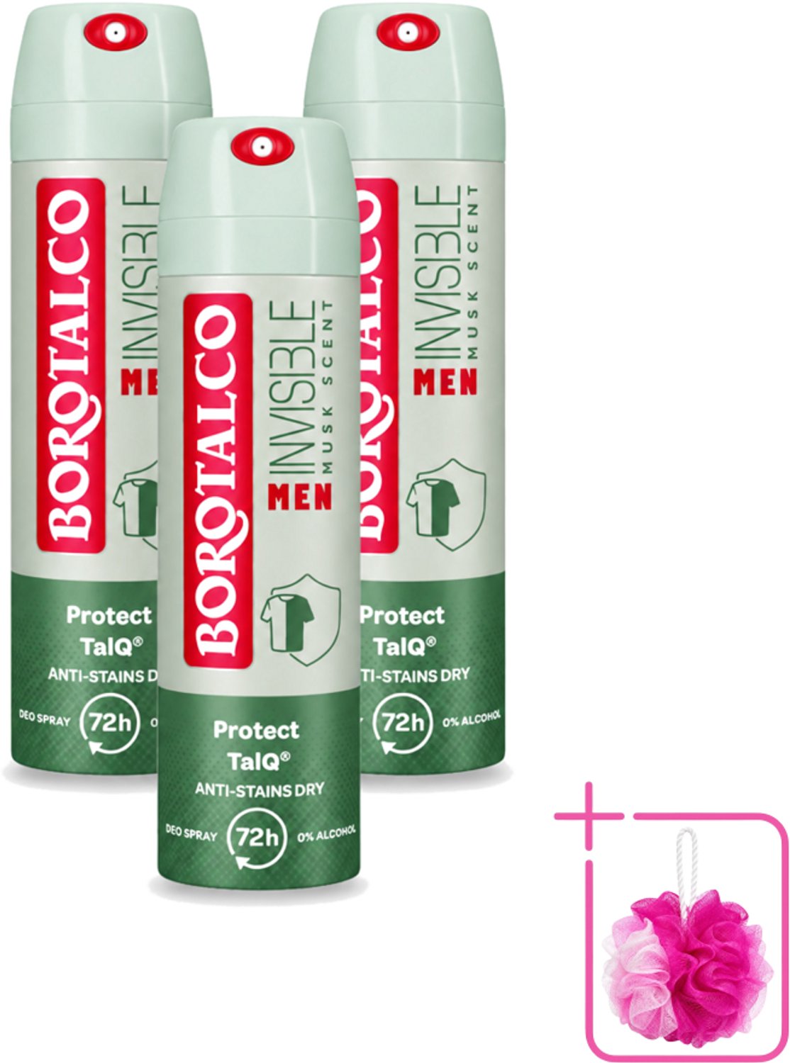 3 x Borotalco – Deodorant Spray – Men Musk Geur – 150 ml - Bulkverpakking - Deodorant spray - Douchemop - Mannelijke geur