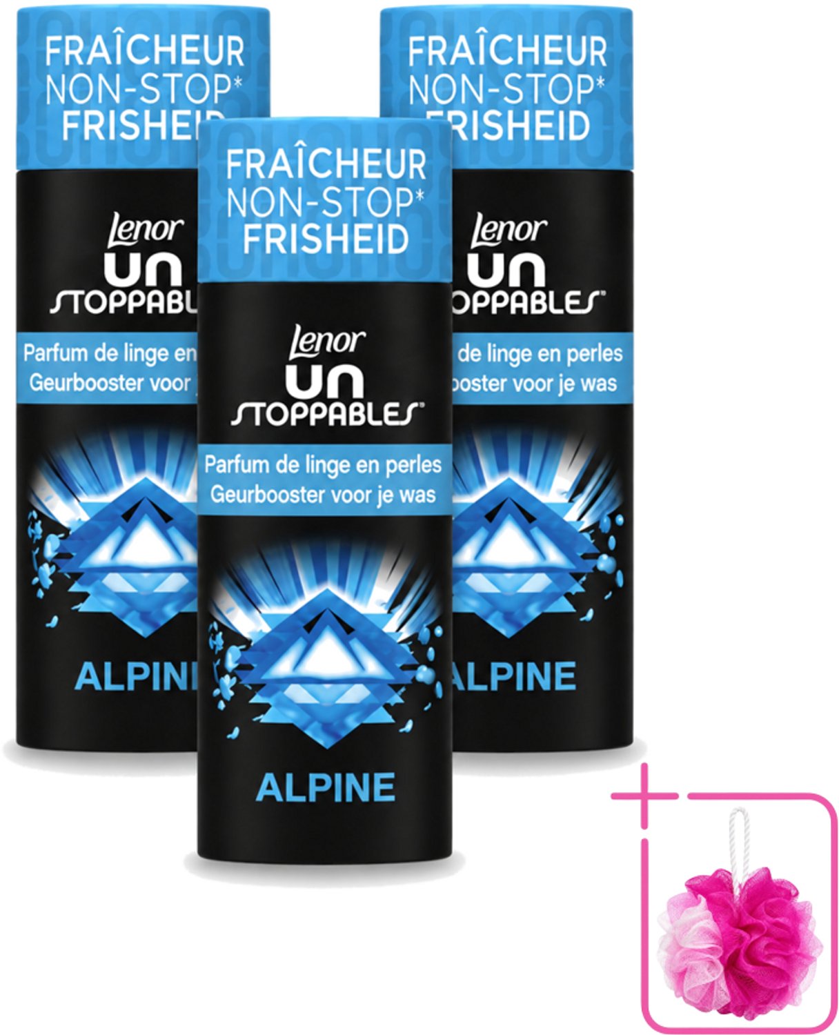 3 x Lenor Unstoppables – Geurbooster – Alpine – 19 Wasbeurten – 235 g - Bulkverpakking - Geurbooster wasgoed - Douchemop - Frisheid wasgoed