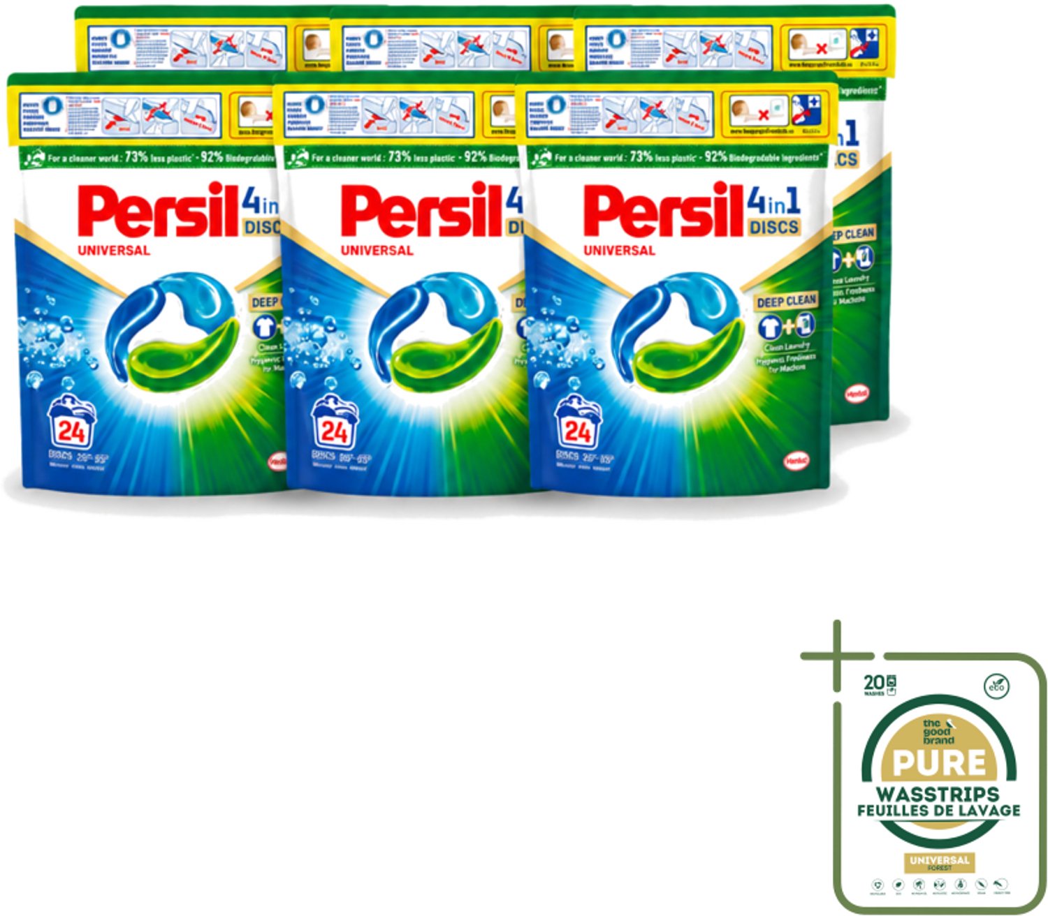 6 x Persil – Wasmiddel Discs – Universeel - 24 Capsules - Wasstrips - Wasmiddel - Wascapsules - Vlekverwijdering - Frisheid - Kleurbehoud