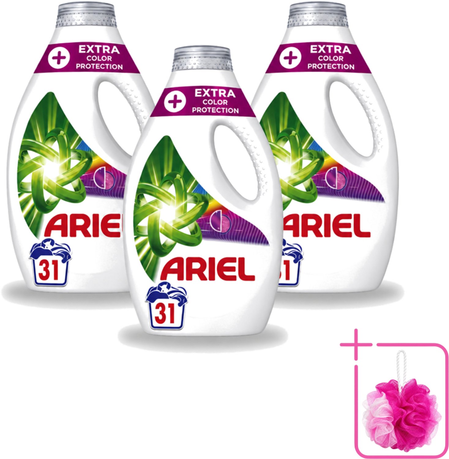 3 x Ariel Original - Extra Kleurbescherming - Vloeibaar Wasmiddel - Gekleurde Was - 31 Wasbeurten - Bulkverpakking - Kleurbescherming - Douchemop - Wasmiddel