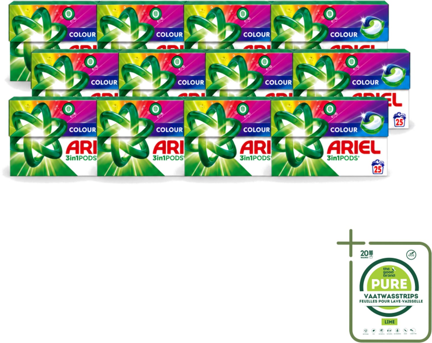 12 x Ariel – Pods 3in1 – Color – 500 g – 25 wasbeurten - Grootverpakking - Vaatwasstrips - Kleurwas - Kleurbehoud - Wasmiddel - 3in1 Pods - Ariel Pods