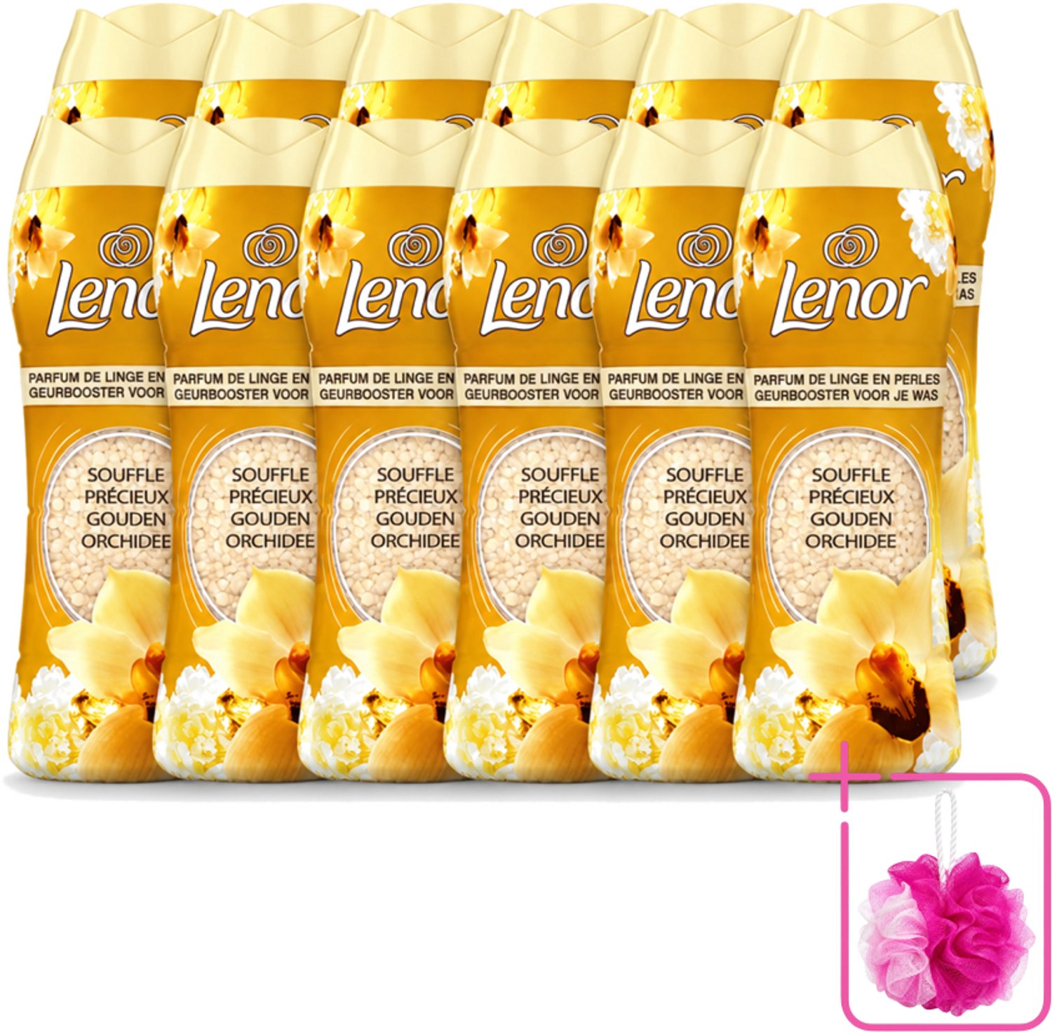 12 x Lenor - Geurbooster - Gouden Orchidee - 22 Wasbeurten - Bulkverpakking - Geurbooster was - Douchemop - Geur in was
