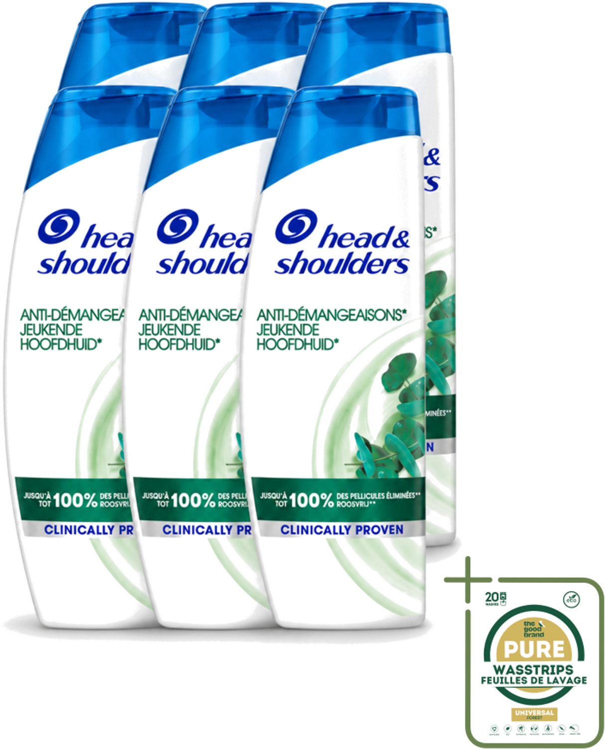 6 x Head & Shoulders - Anti-Roos Shampoo - Jeukende Hoofdhuid - 285 ml - Wasstrips - Jeukende Hoofdhuid - Anti-roos Shampoo - Roosvrij Haar - Hoofdhuid Verzorging - Jeuk Beheersen
