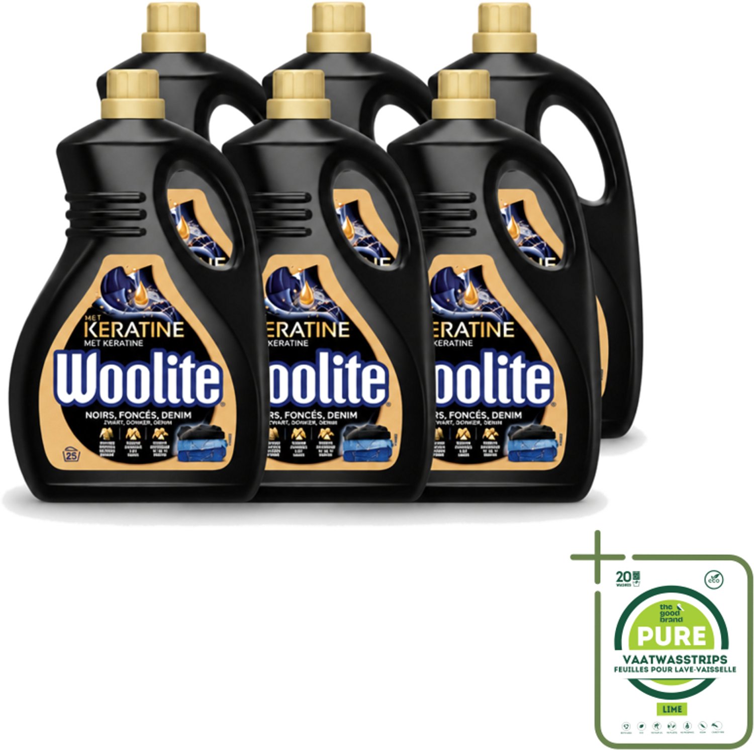 6 x Woolite Dark - Vloeibaar Wasmiddel - Met Keratine - Donkere & Denim Was - 25 Wasbeurten - 1,5L - Grootverpakking - Donker Wasmiddel - Denim Wasmiddel - Kleurbeschermend Wasmiddel - Keratine Wasmiddel - Wasmiddel Voor Donkere Kleding