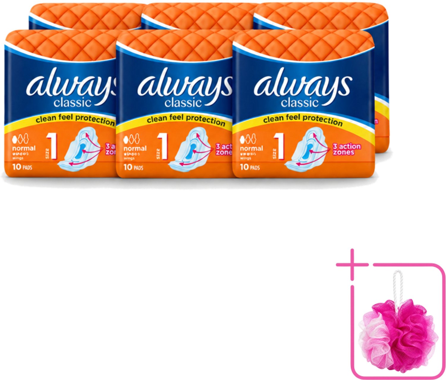 6 x Always Classic - Maandverband - Normaal met Vleugels - 10 Maandverbandjes - Bulkverpakking - Maandverband - Menstruatie