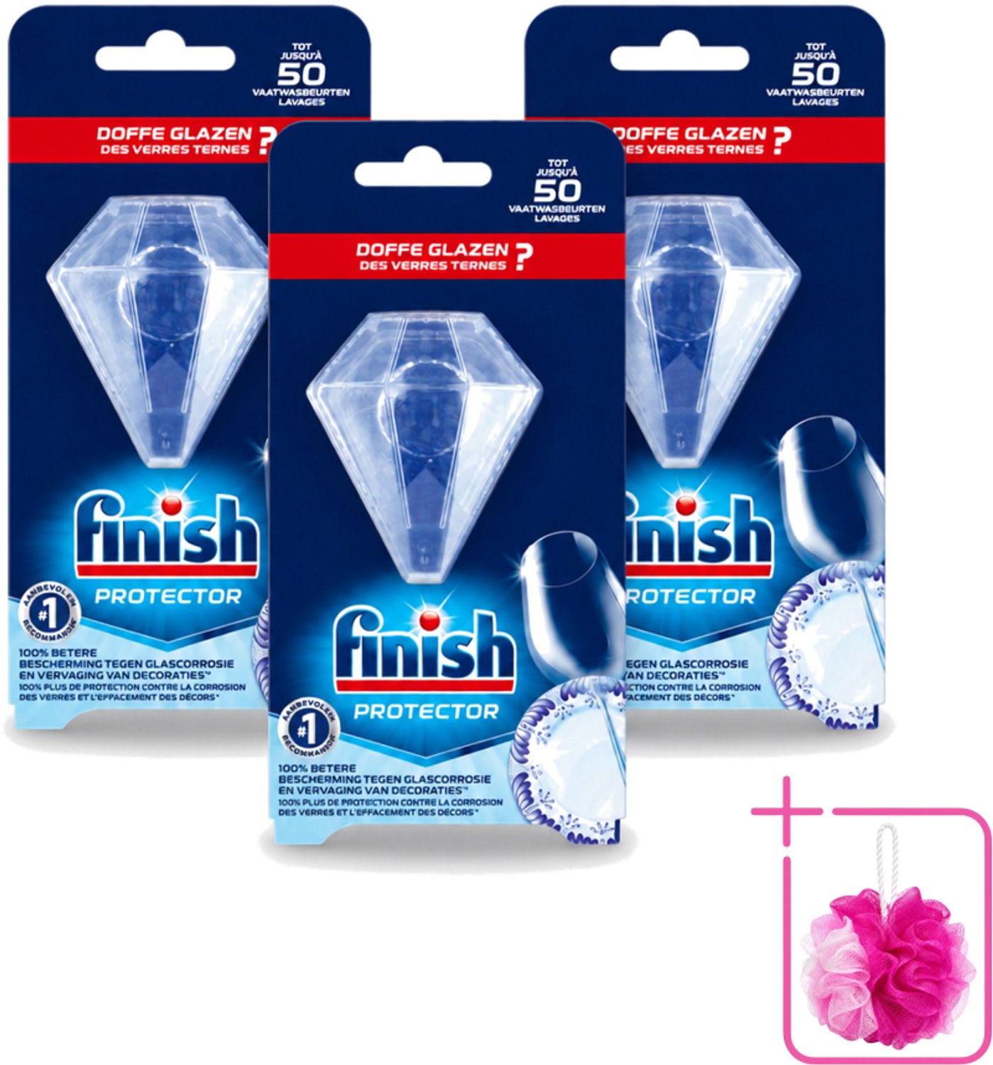 3 x Finish Protector - Extra Glans - Anti-Corrosie & Anti-Vervaging - Tot 50 Afwasbeurten - Bulkverpakking - Glasbescherming - Douchemop - Serviesbescherming