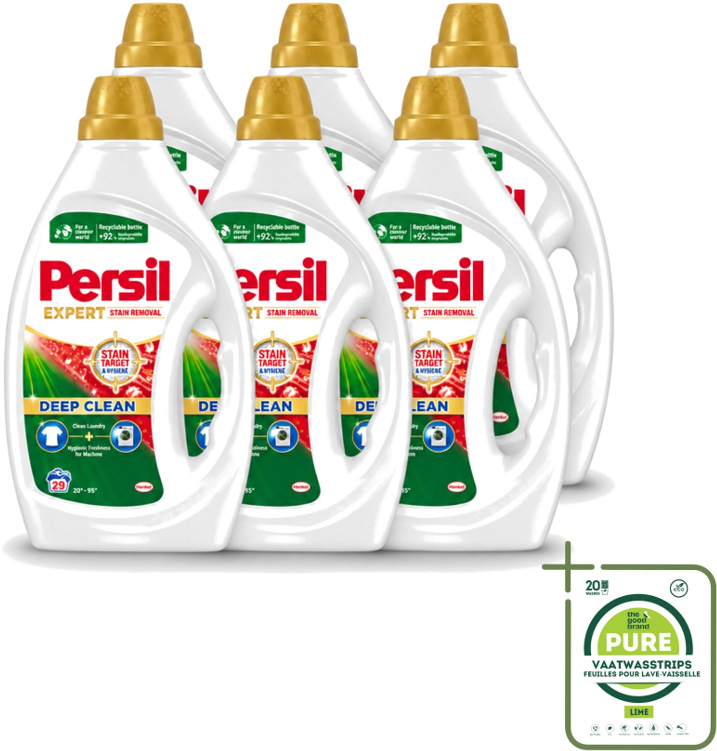 6 x Persil Expert - Vlekverwijdering - Vloeibaar Wasmiddel - Witte en Gekleurde Was - 29 Wasbeurten - Grootverpakking - Vaatwasstrips - Vlekverwijdering - Wasmiddel - Wasgoed - Wasmachine - Stofbescherming
