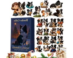 Adventskalender Honden - Kerst Kalender - Feestelijke Decoratie - 24 Unieke Ornamenten - 26 x 18 cm - Border Collie