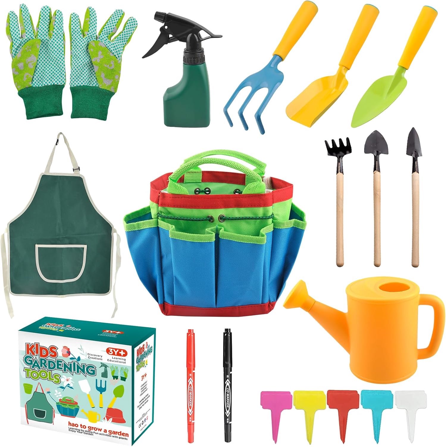 SnelShoppen - 23 Stuks Tuingereedschap voor Kinderen - Tuinspeelgoed met Schep, Gieter, Tuinhandschoenen - Kindvriendelijk Tuingereedschap voor Buiten