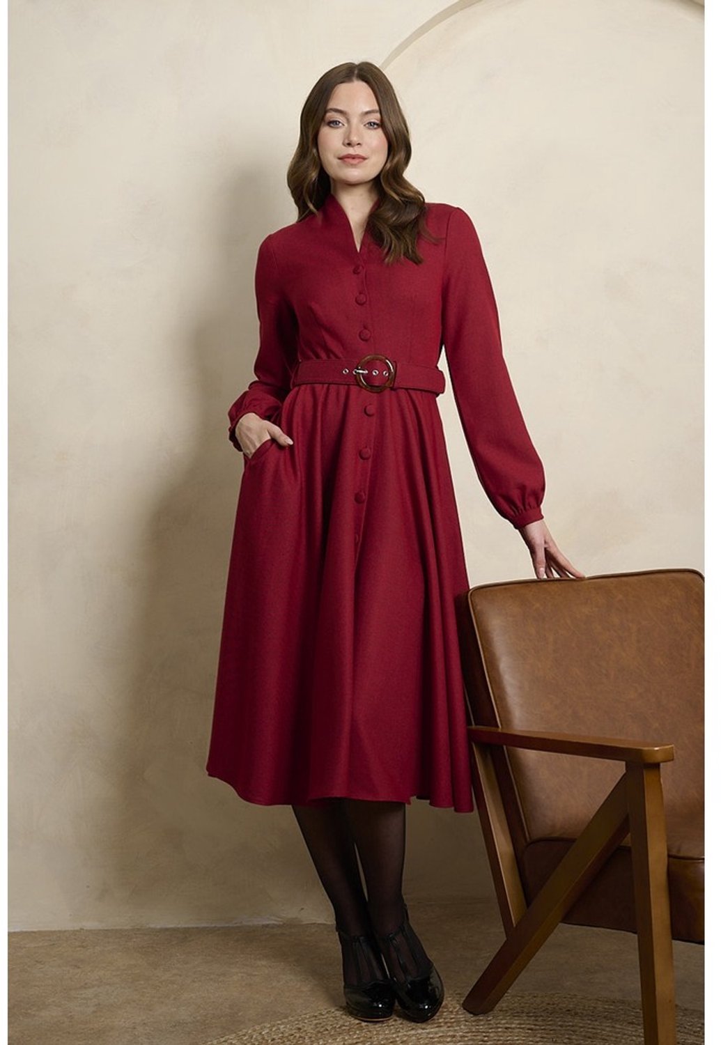 Banned - Tiziana Lange jurk - XL - Bordeaux rood