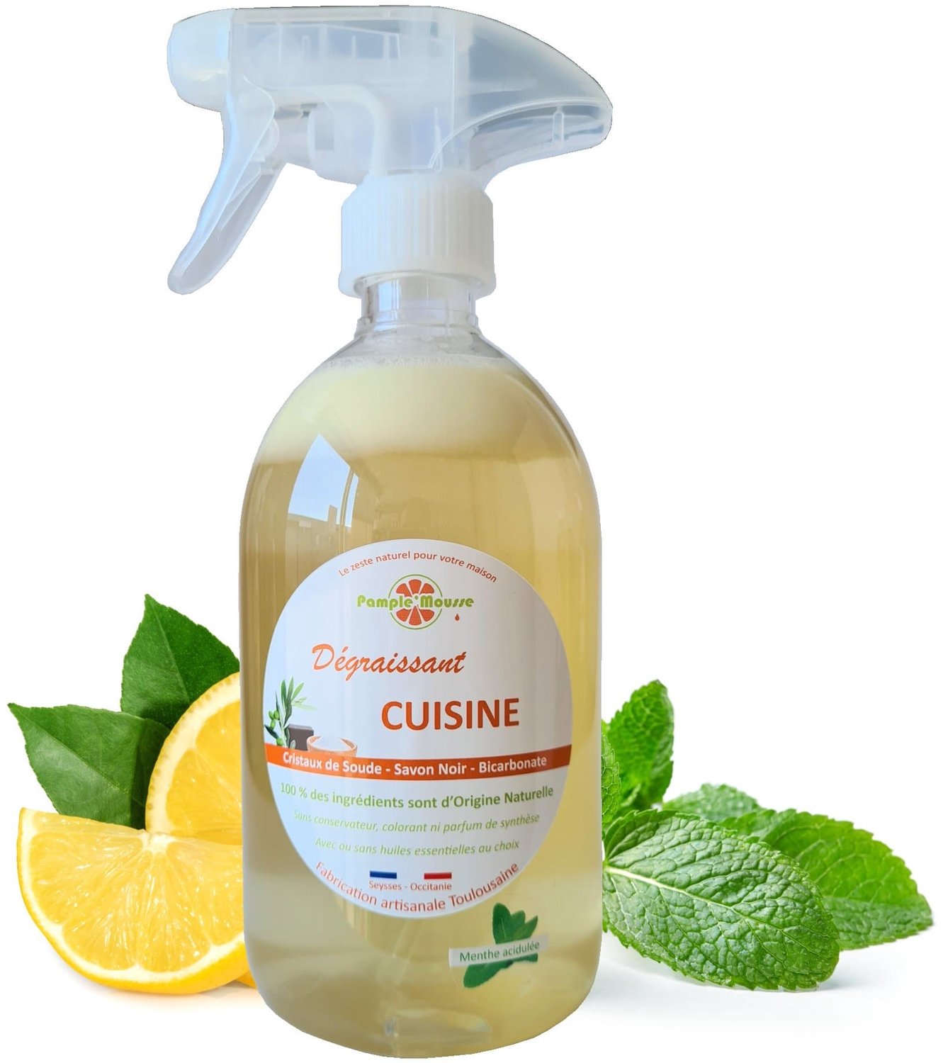 100% Plantaardige Marseille keuken spray reiniger MUNT - reinigt - ontvet - Marseille zeep 500ml