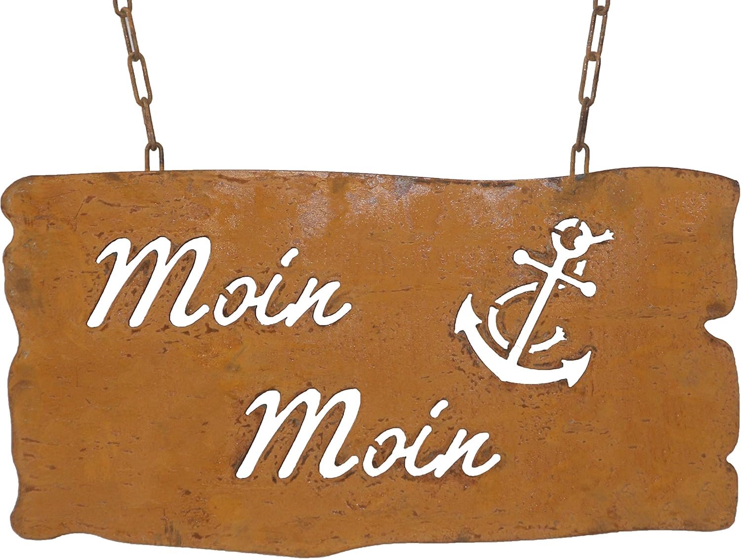 Tuinschild met ketting 45x23 cm - roestige patina decoratie - weerbestendig - sfeervolle tuinversiering - ShopVlot