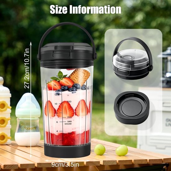Mengbeker - Wit - 530 ml - Tritan - Voor Draagbare Mixer — afbeelding 2